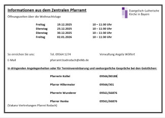 Öffnungszeiten Weihnachten